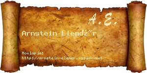Arnstein Elemér névjegykártya